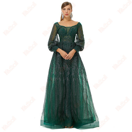 ladies mesh embroidered evening dress